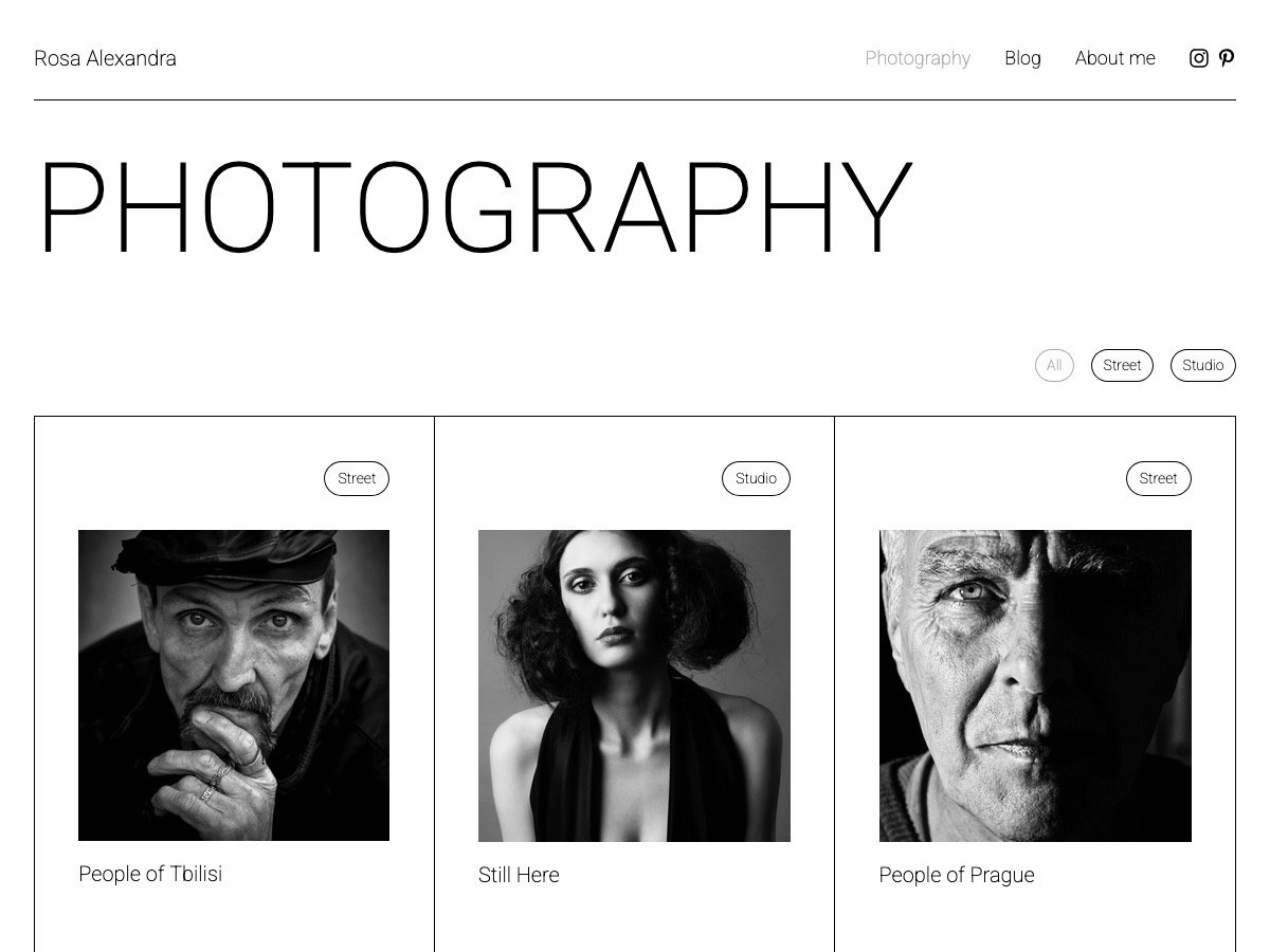 Minimalist Photography Portfolio Screenshot